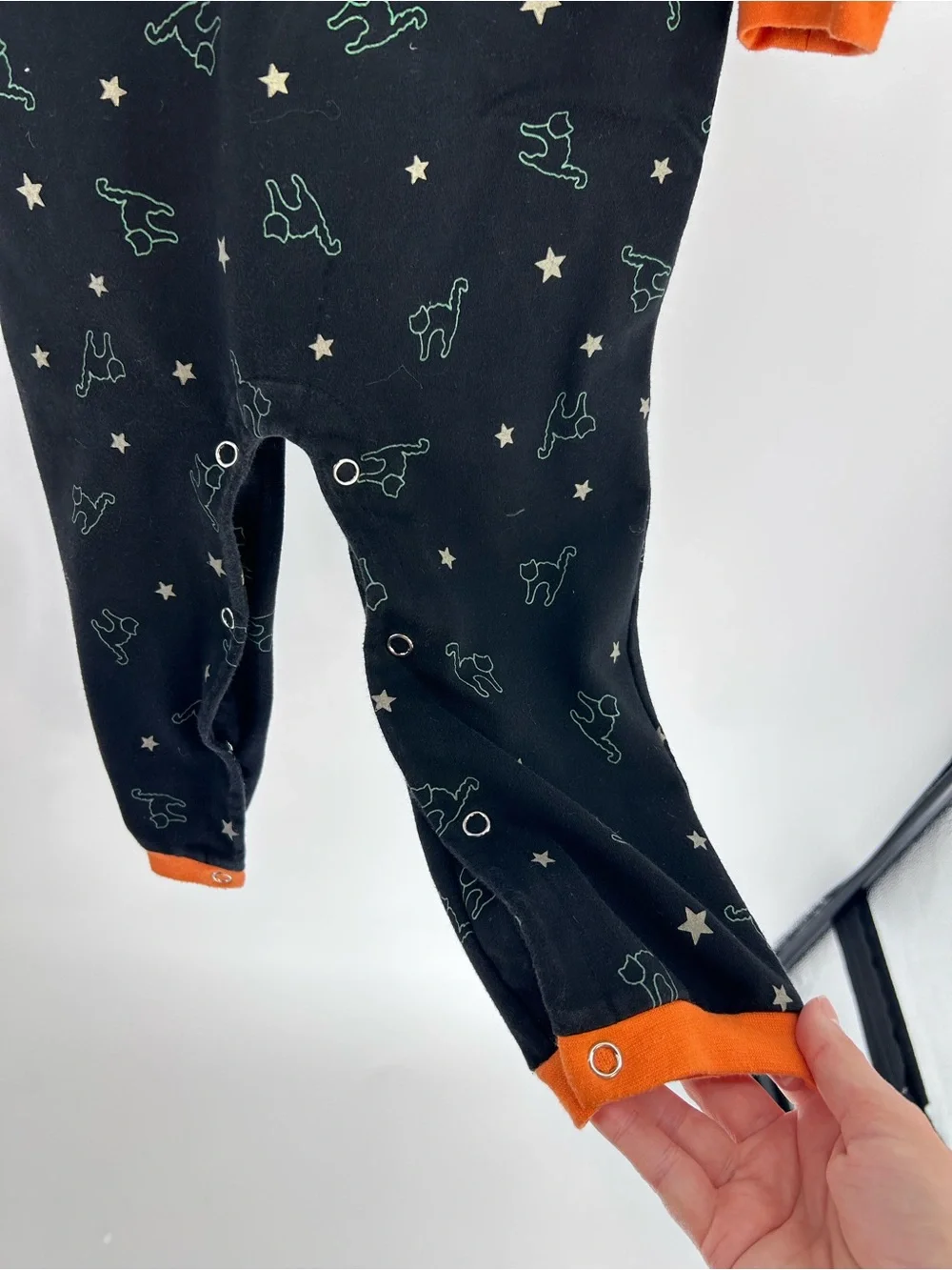 Vintage Halloween Black Cat Romper - Size 3T